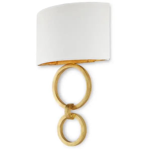 The Bolebrook Wall Sconce combines contemporary gold leaf with gesso white for a sophisticated textural contrast. Its narrow, ADA-compliant profile and bowing form add elegance to any space while providing efficient LED illumination.