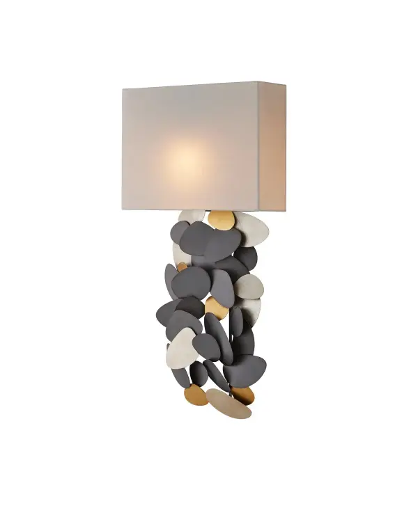 The Moon Dust Wall Sconce showcases exceptional artisanal craftsmanship with its multi-finish wrought iron design inspired by autumn leaves. ADA compliant with energy-efficient LED technology and textural metalwork.