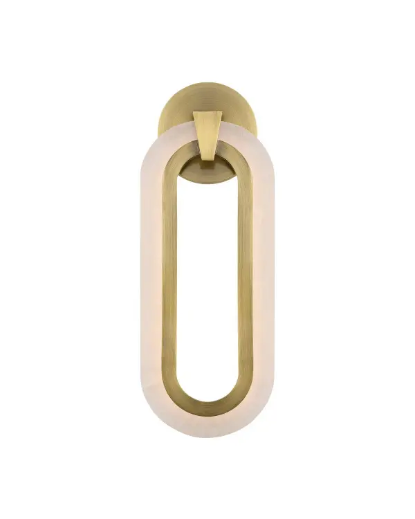 The Aurora combines natural alabaster with polished brass for a sophisticated, energy-efficient lighting solution. Its compact profile and warm LED output make it ideal for intimate spaces requiring ambient illumination.