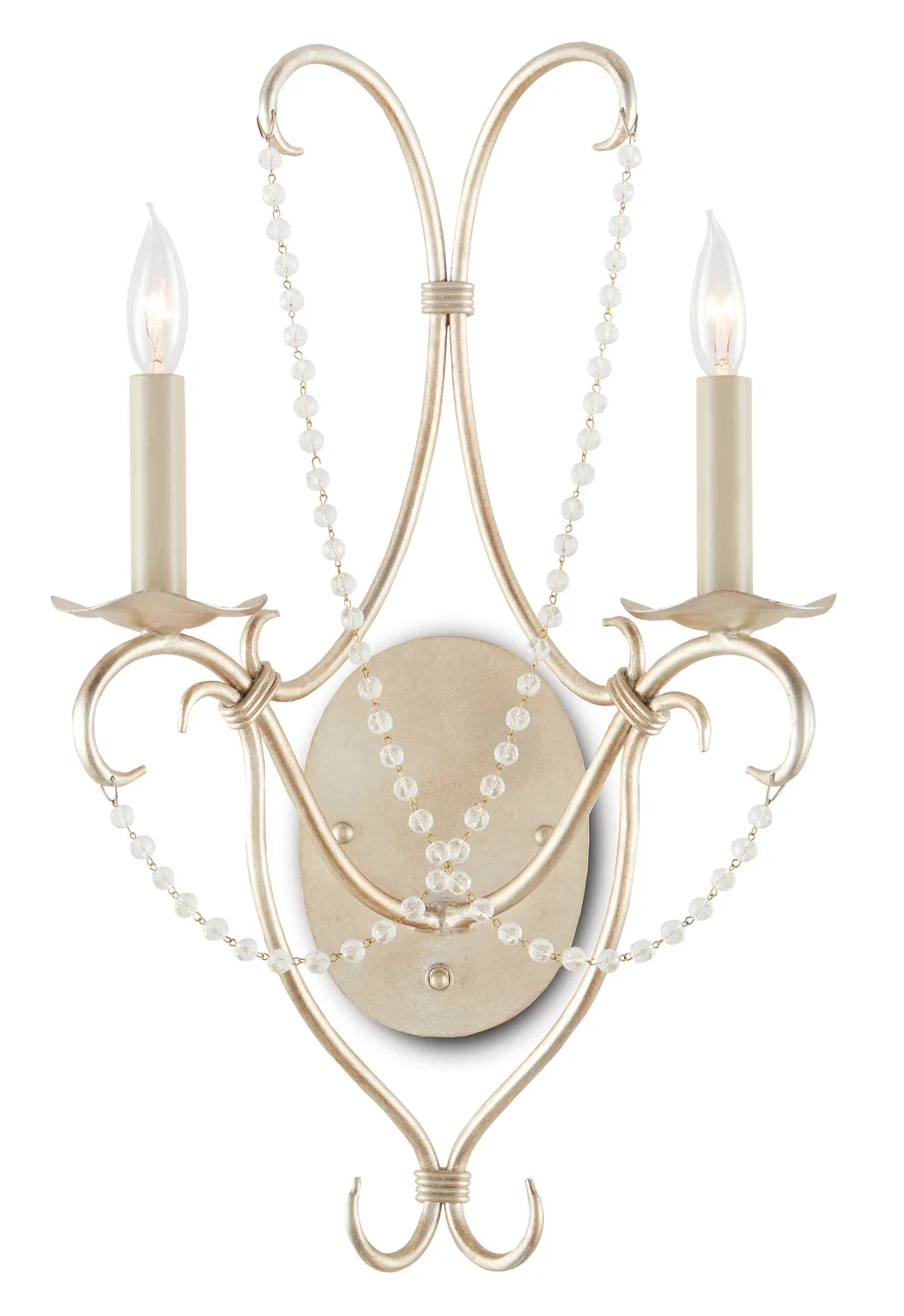 Crystal Lights Collection Two Light Wall Sconce in Silver Leaf