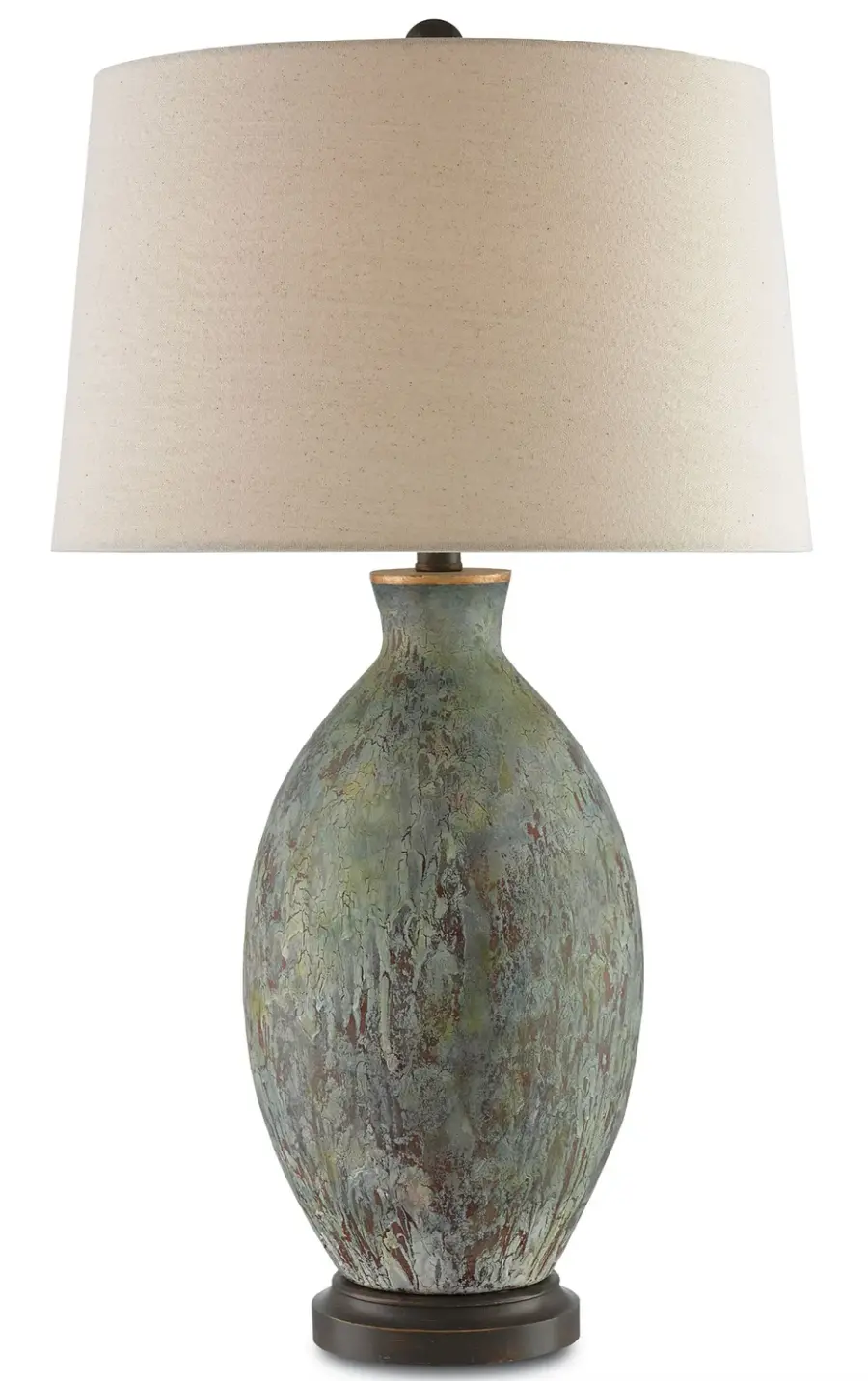 Remi Table Lamp in Green & Dark Red Terracotta