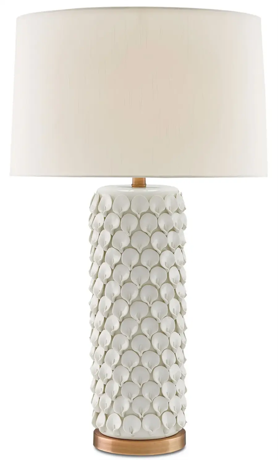 Calla Lily One Light Table Lamp in Cream/Antique Brass