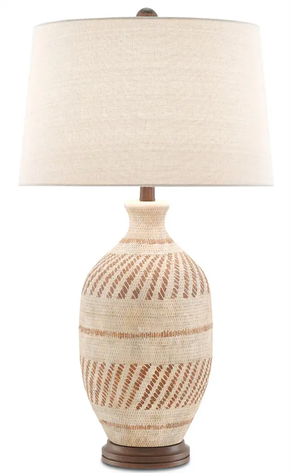 The Faiyum brings organic warmth through its hand-textured terracotta body and earthy glazes. The basket-weave pattern and bronze hardware create an artisanal aesthetic that works in both coastal and modern interiors.
