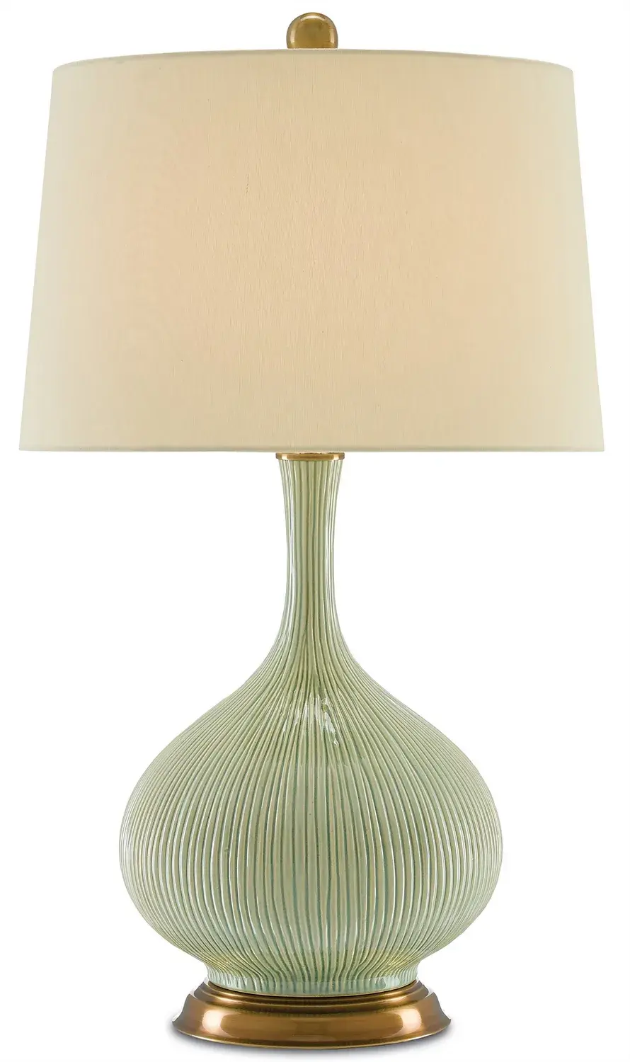 Cait One Light Table Lamp in Green/Antique Brass