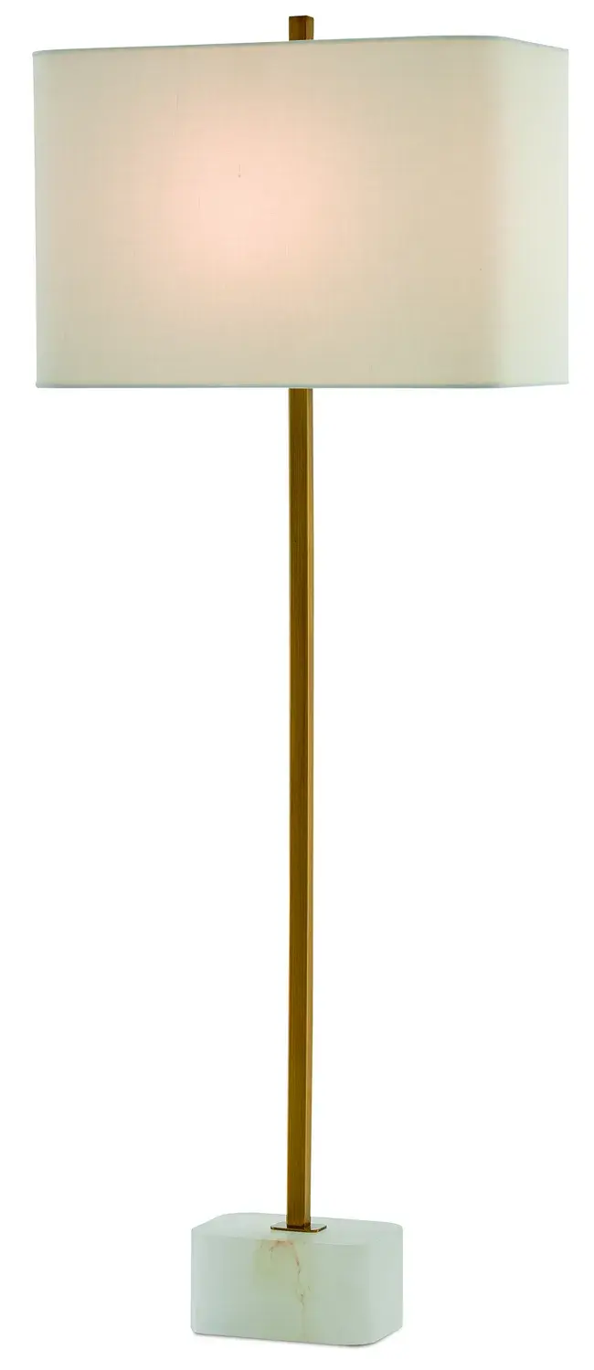 Felix One Light Table Lamp in Natural Alabaster with Antique Brass