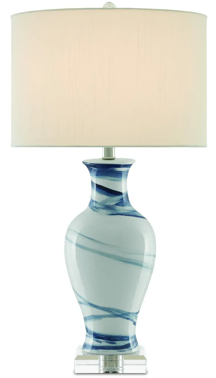 Hanni One Light Table Lamp in White/Blue/Clear