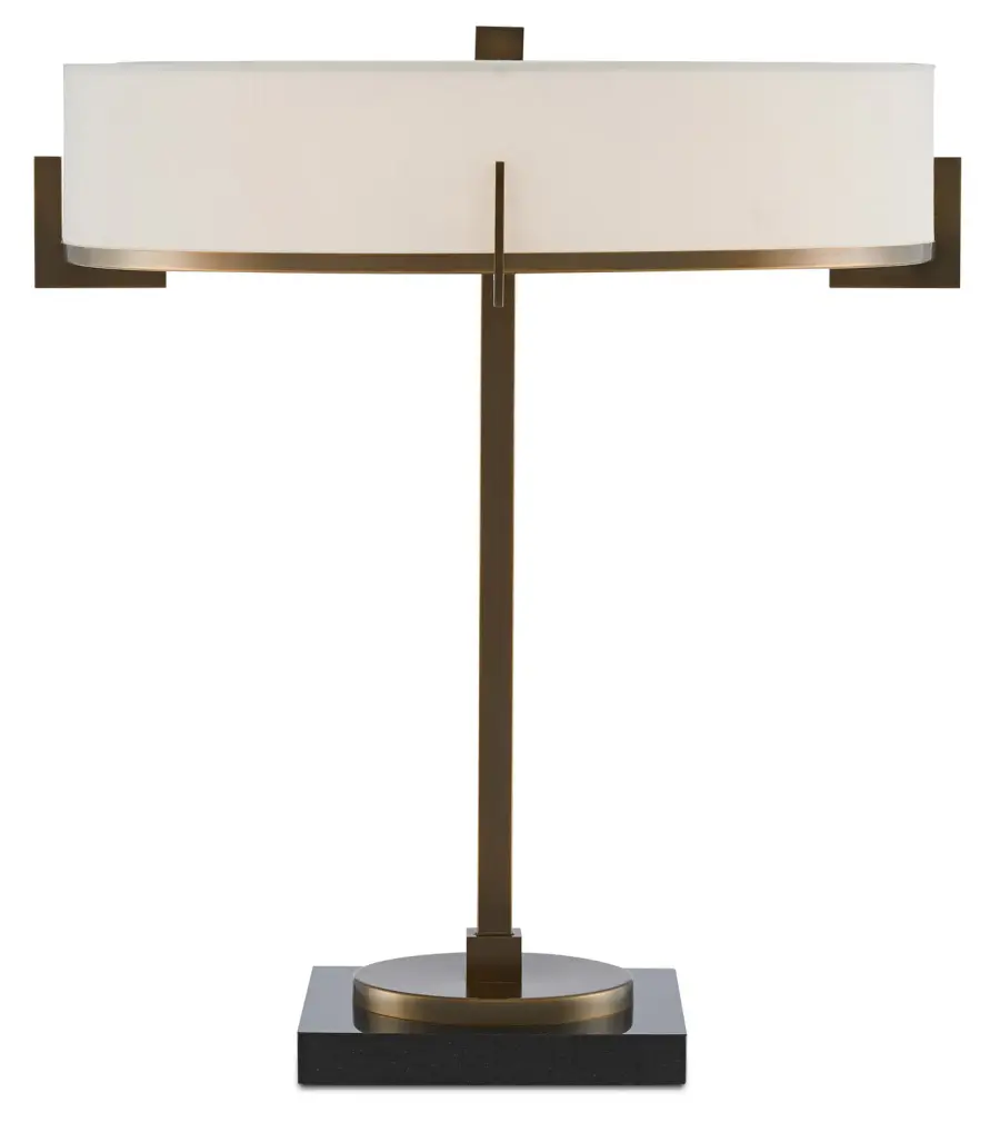Jacobi Three Light Table Lamp in Antique Brass/Black
