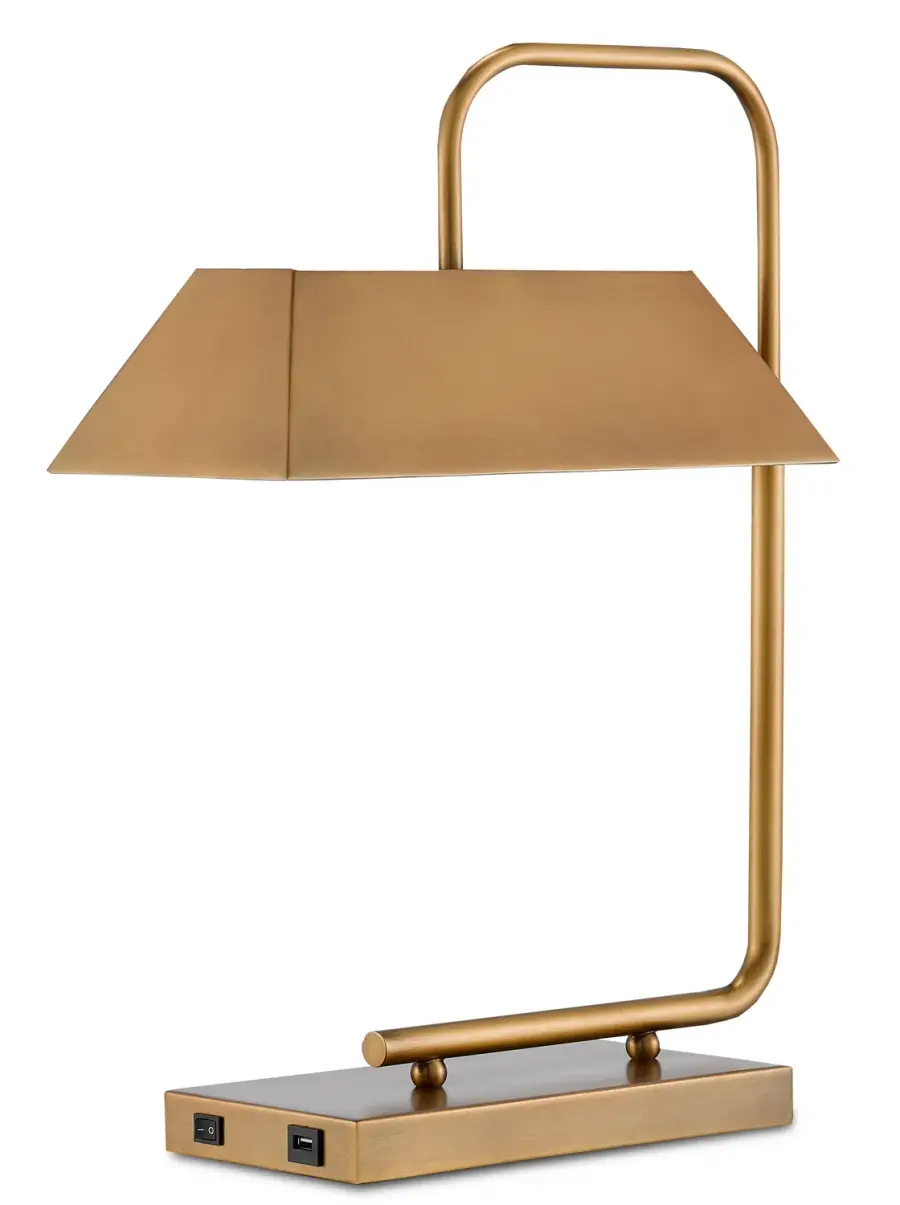 Hoxton Two Light Table Lamp in Light Antique Brass