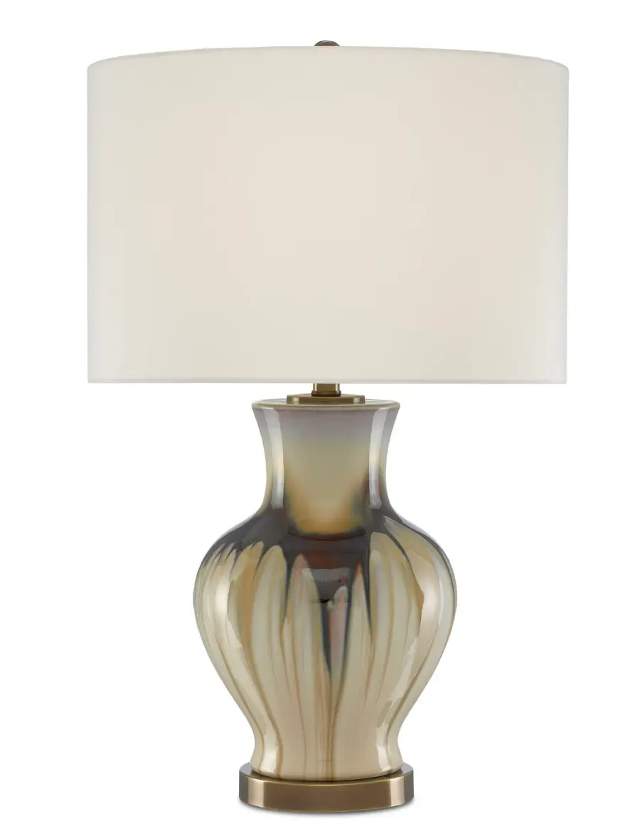 Muscadine Table Lamp in Cream/Brown/Antique Brass