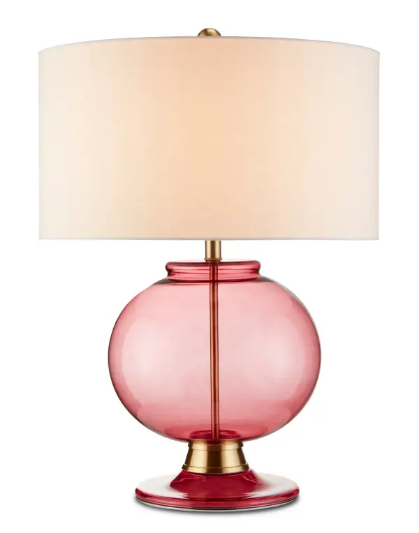 A striking table lamp that combines vibrant clear red glass with warm brass accents. The handcrafted glass base showcases exceptional artisan skill, while the classic silhouette ensures versatility across traditional and contemporary interiors.