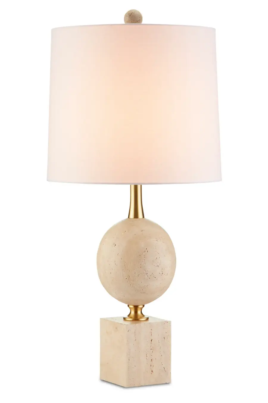 Adorno Table Lamp in Natural Travertine & Antique Brass