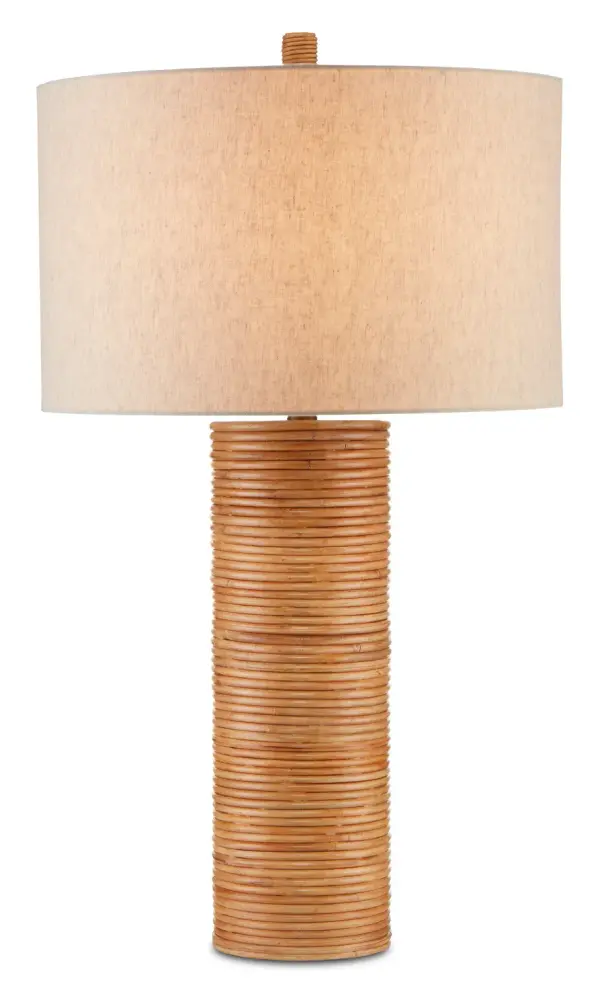 The Salome brings seaside charm with its hand-wrapped rattan column and natural linen shade. The textured rope construction and brass accents create a relaxed yet refined coastal aesthetic perfect for beach houses or rooms seeking organic warmth.