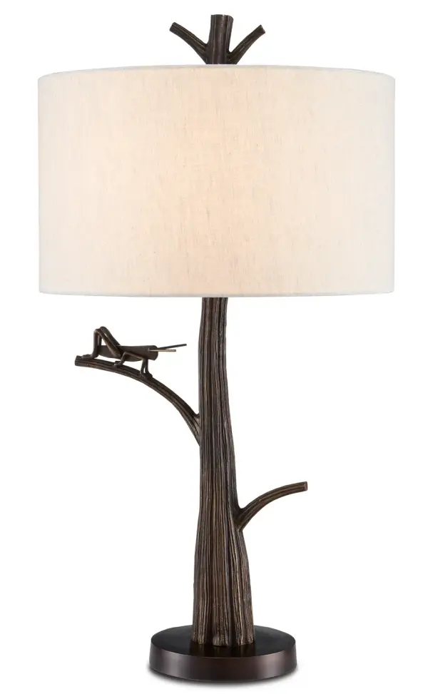A charming conversation piece that brings organic artistry to any space. The cast aluminum construction mimics natural tree bark texture while the playful grasshopper sculpture adds personality. Perfect for nature lovers seeking unique lighting.
