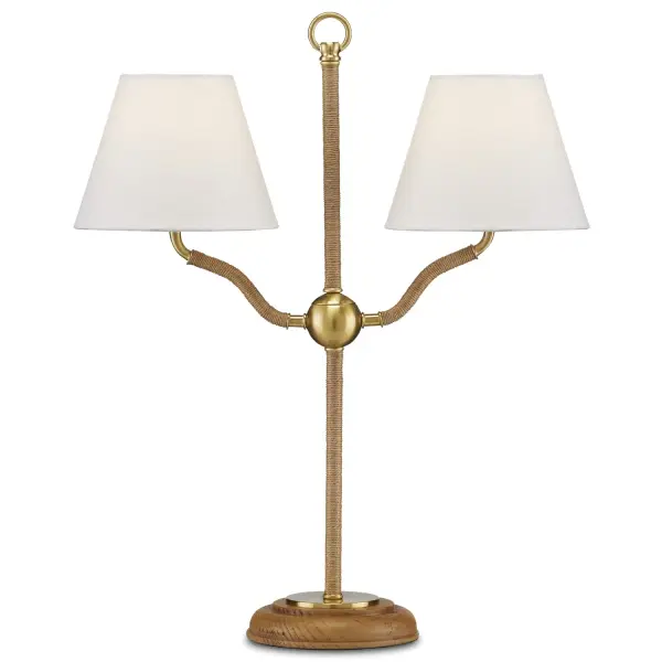 A distinctive desk lamp that brings organic texture and warm metallic accents to workspaces. The jute rope wrapping creates visual interest while the dual lights provide flexible task illumination.