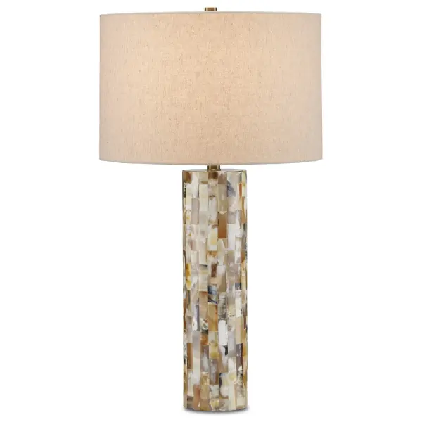 The Colevile brings organic luxury to any space with its hand-cut natural horn inlay and warm sheen. The columnar silhouette paired with an oatmeal linen shade creates a sophisticated yet approachable aesthetic that works beautifully in both traditional and contemporary settings.