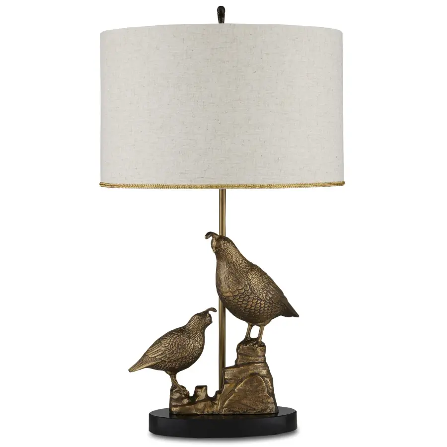 Codorniz Quail Table Lamp in Antique Brass