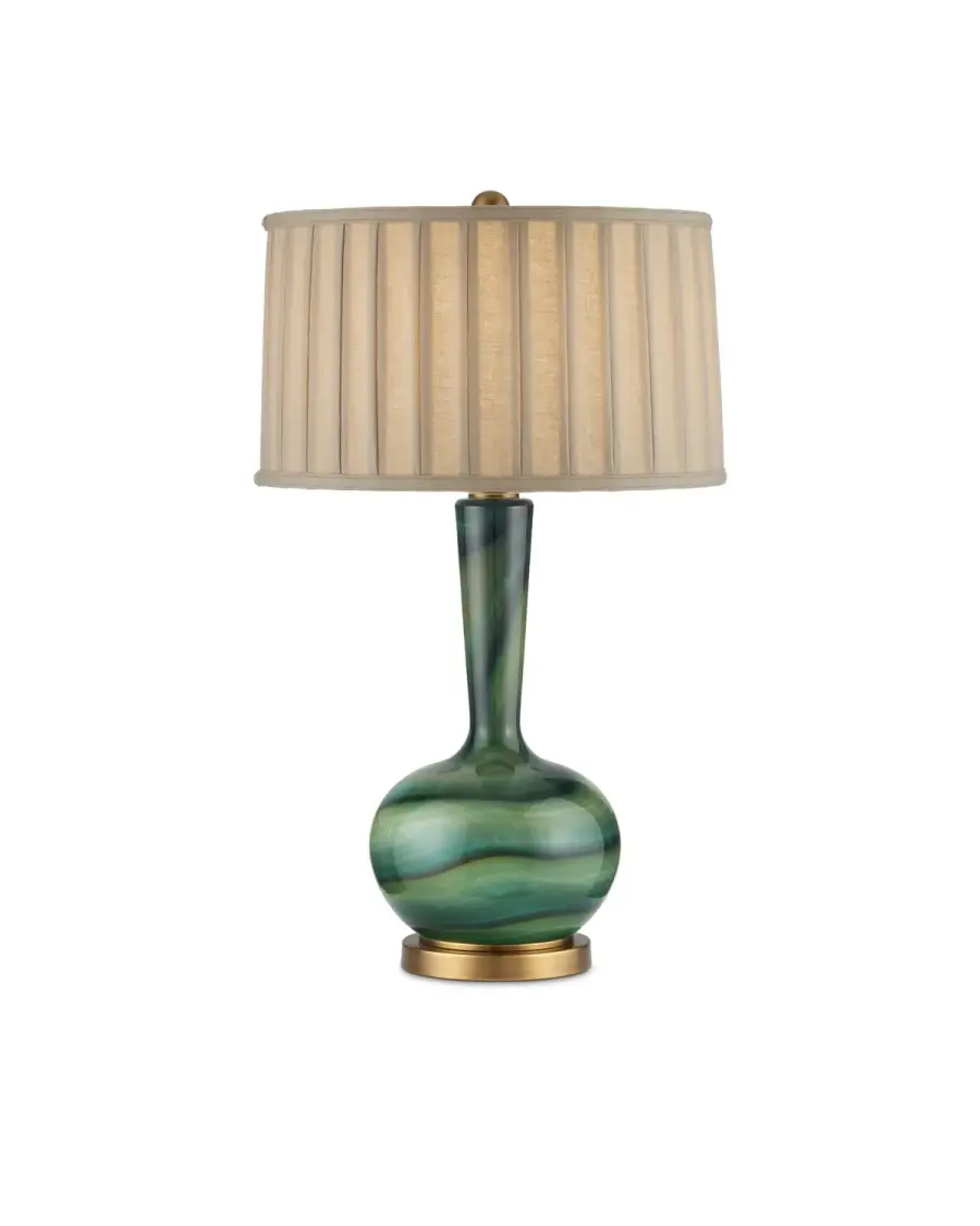 Lamartine One Light Table Lamp in Green/Antique Brass