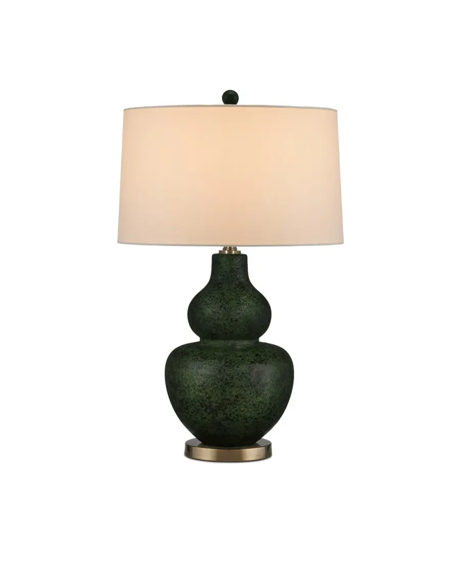Kinnaird One Light Table Lamp in Moss Green/Antique Brass