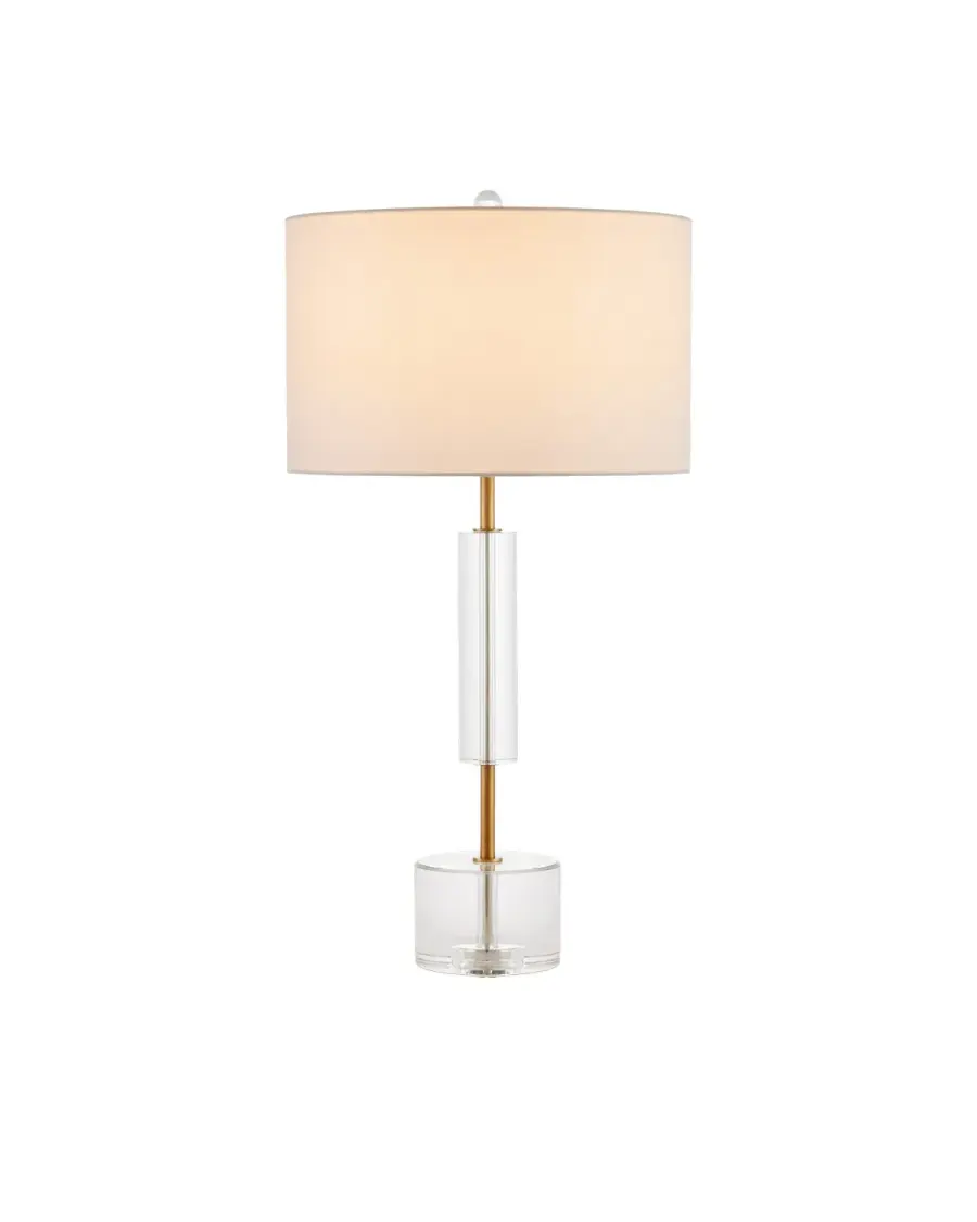 Deville One Light Table Lamp in Clear/Antique Brass