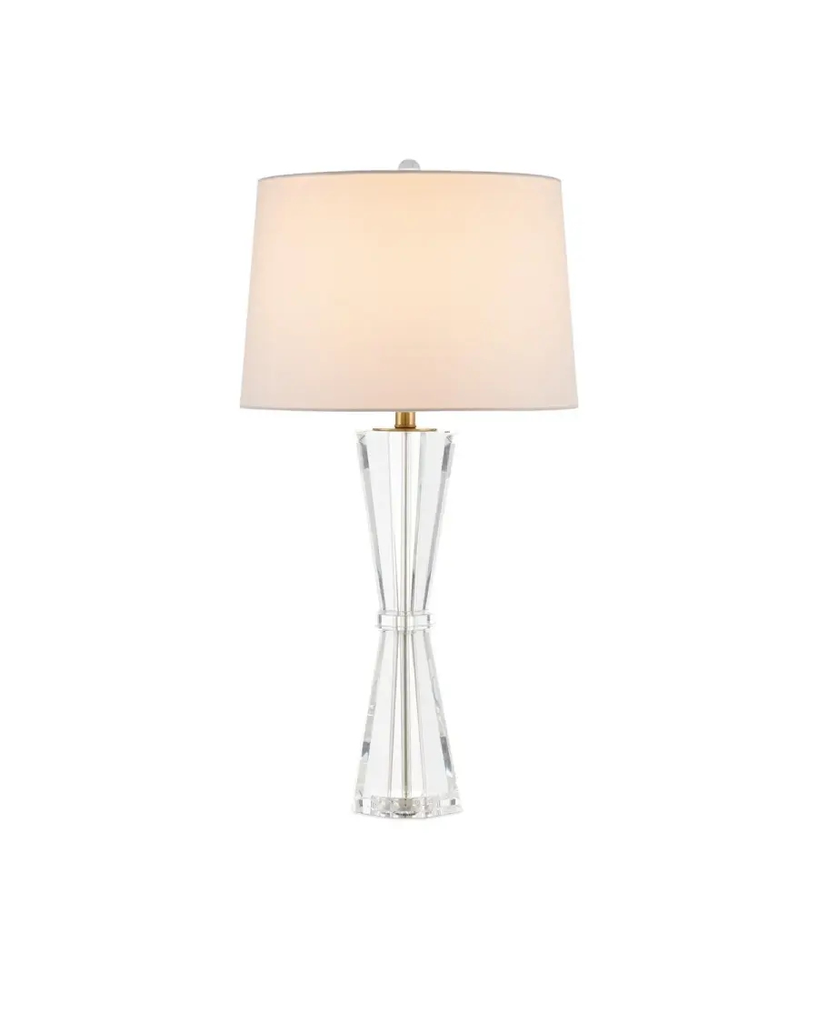 Duveen One Light Table Lamp in Clear Crystal with Polished Brass