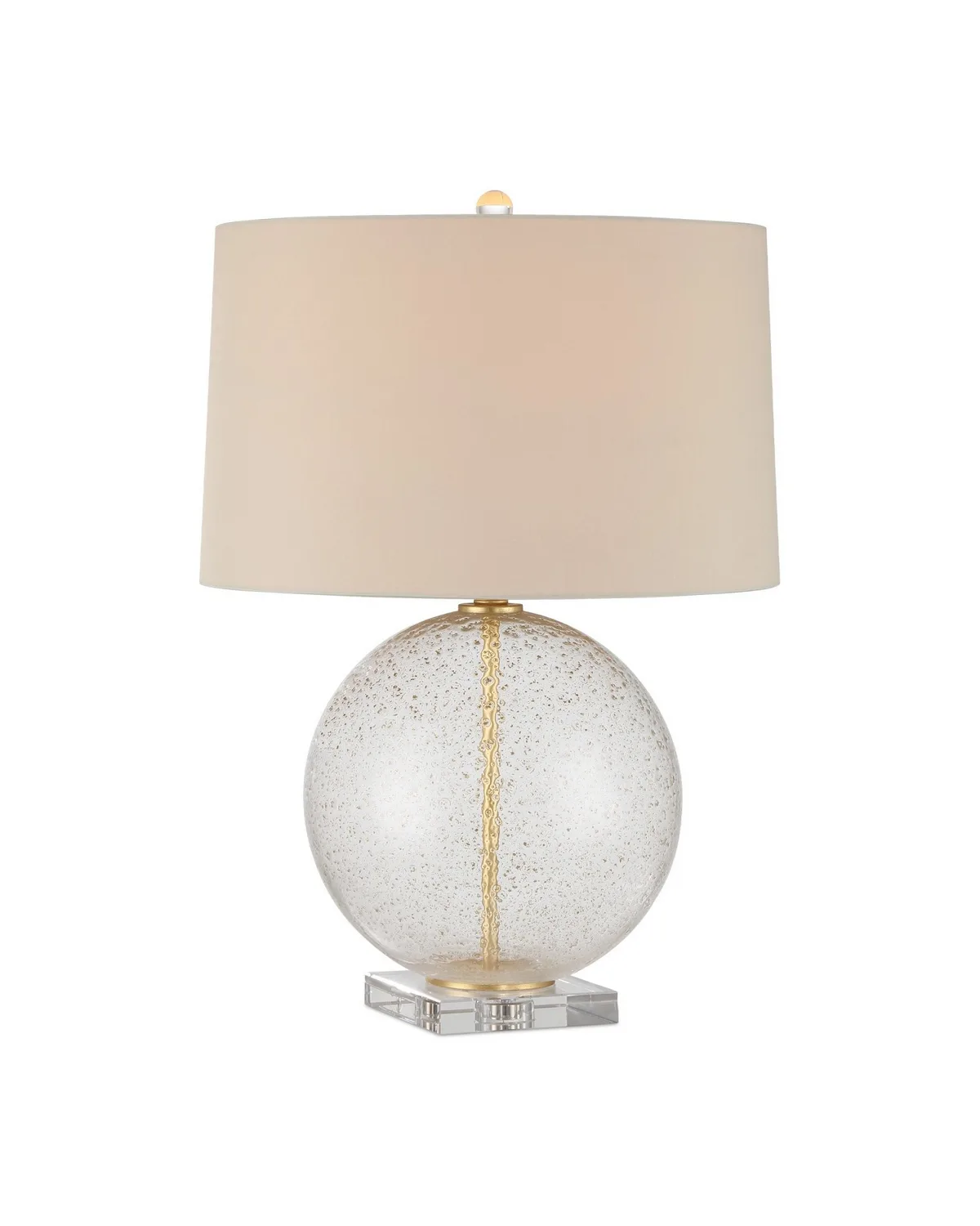 Zebulon Round Table Lamp in Clear with Gold Speckles
