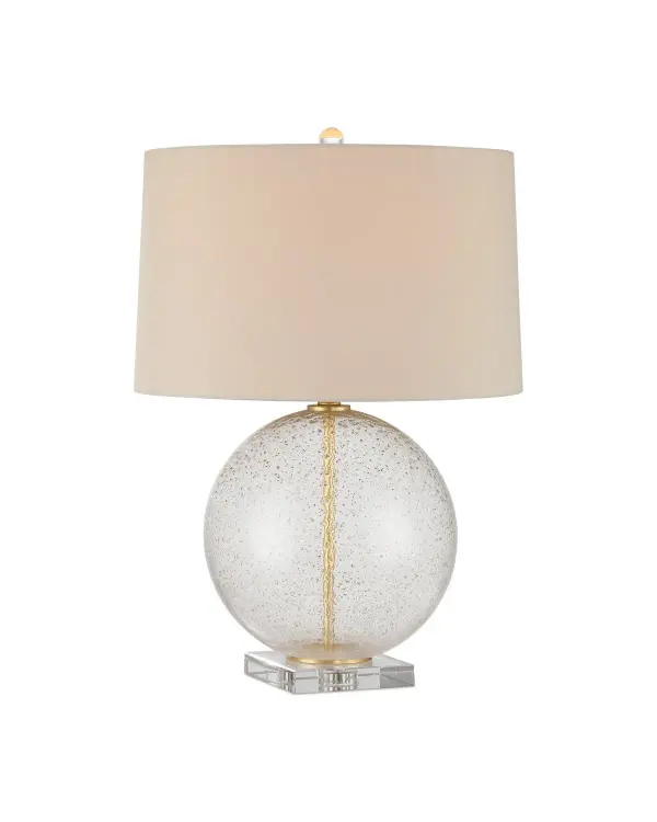 Zebulon Round Table Lamp in Clear with Gold Speckles
