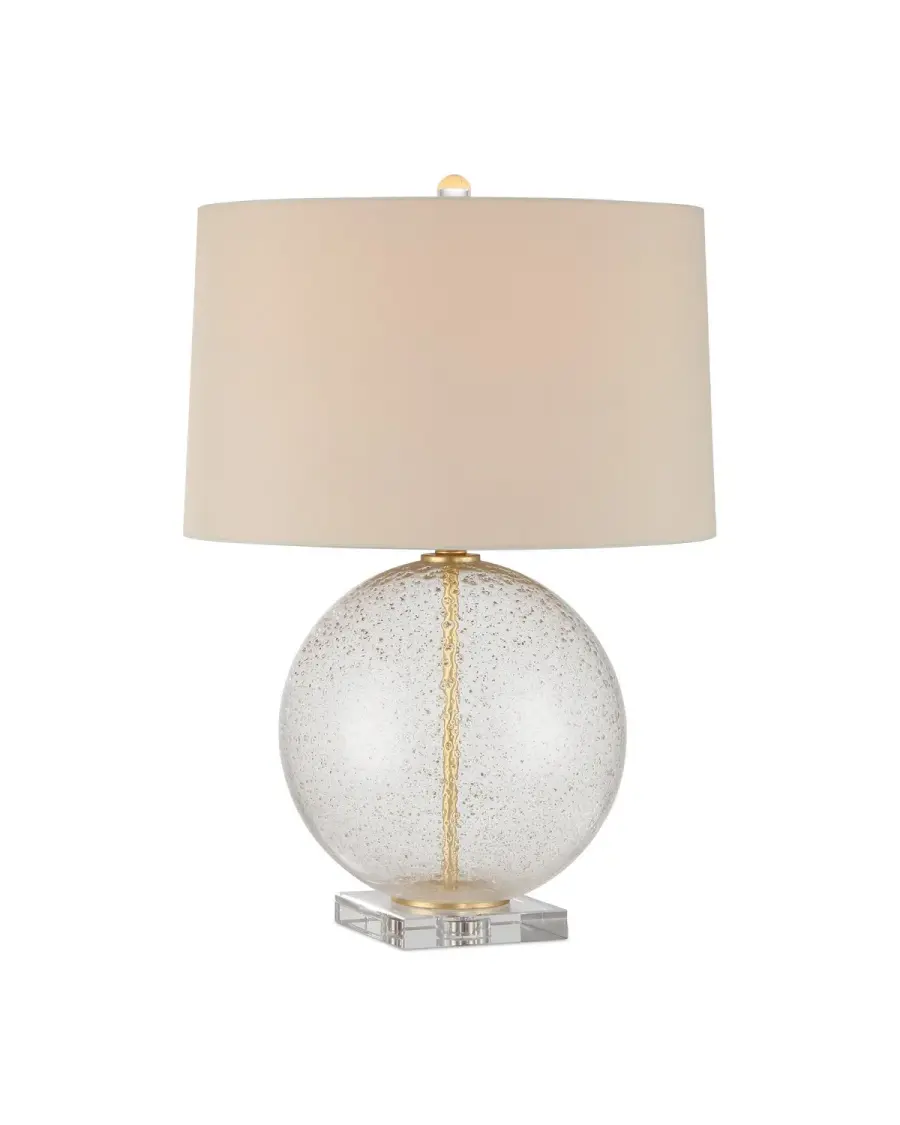 Zebulon Round Table Lamp in Clear with Gold Speckles