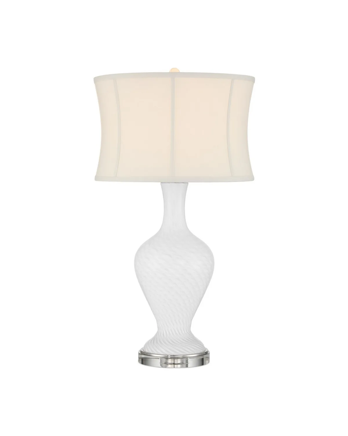 Zeta White Table Lamp with Optic Crystal Base