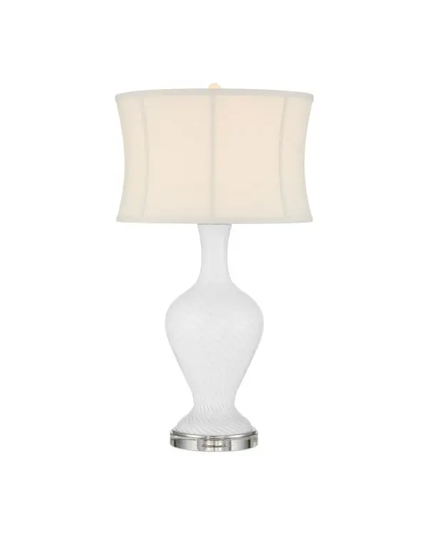 Zeta White Table Lamp with Optic Crystal Base