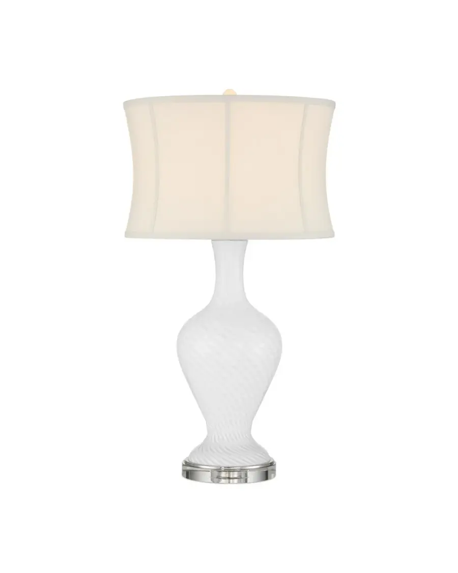 Zeta White Table Lamp with Optic Crystal Base