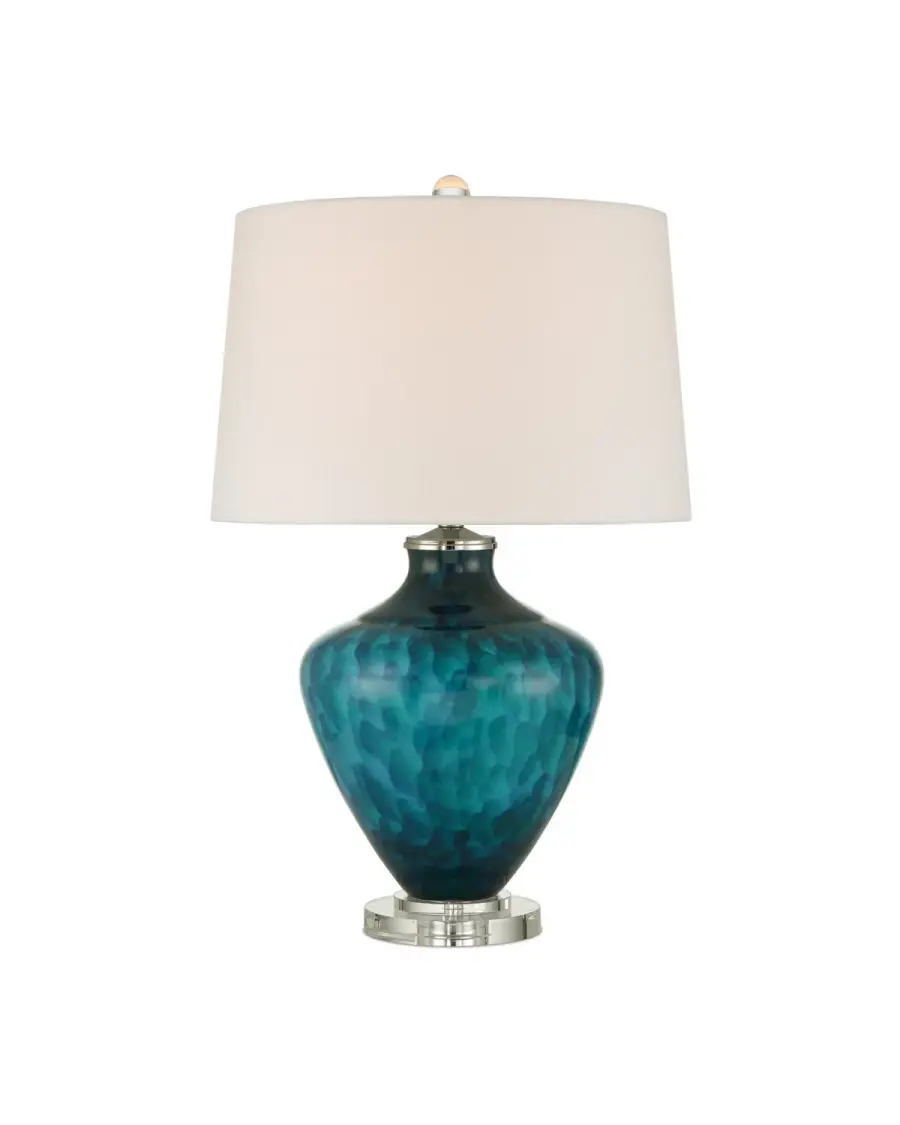 Sapphire Blue Table Lamp with Optic Crystal Base