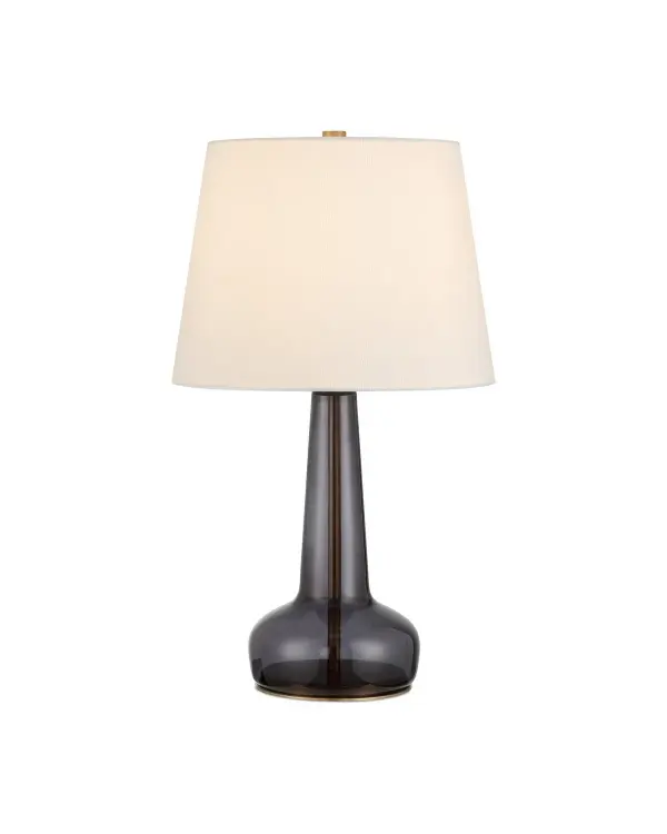 The Rosenborg brings sophisticated color and sculptural form to any space. Its dark purple glass body curves gracefully on a slender gold base, creating an elegant focal point that works beautifully in both traditional and contemporary settings.