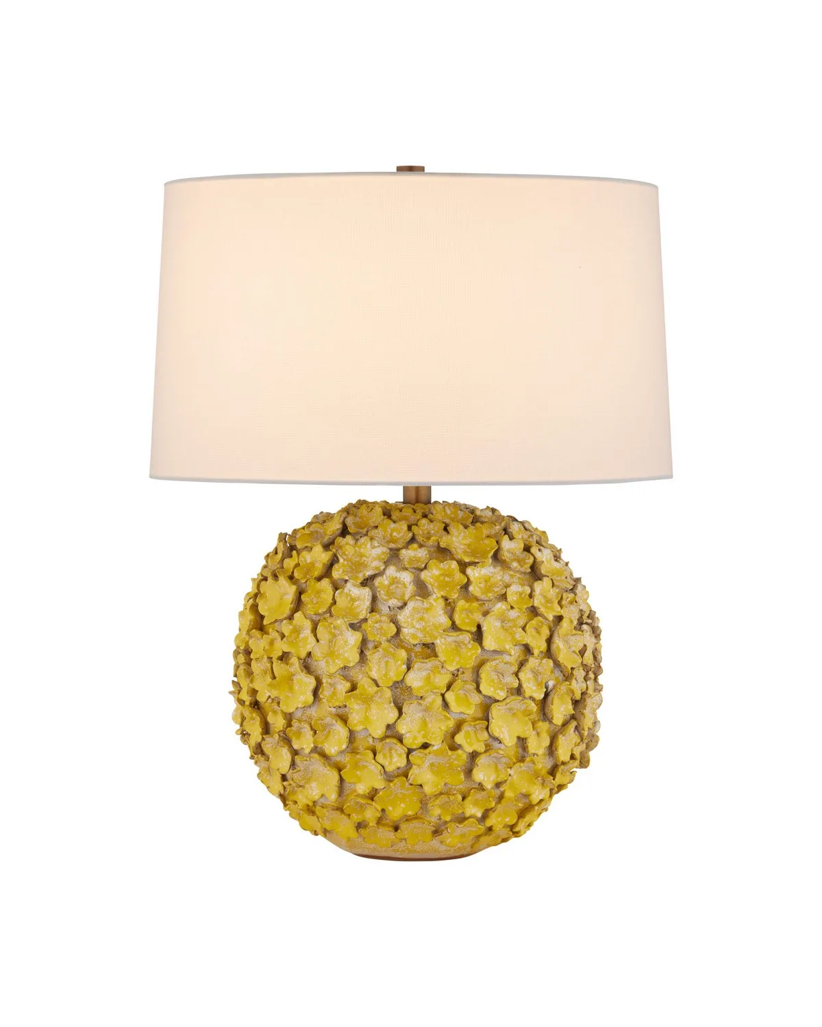 Mantilla Yellow Ceramic Table Lamp with Azalea Flowers