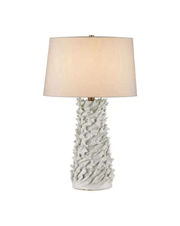 This artisan-crafted ceramic lamp brings coastal charm with its driftwood-inspired texture. Each piece is hand-thrown, carved, and glazed, creating unique variations. The sculptural base pairs beautifully with the soft linen shade for versatile styling.