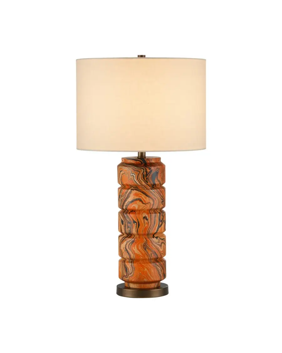 Crantock One Light Table Lamp in Marbelized Orange