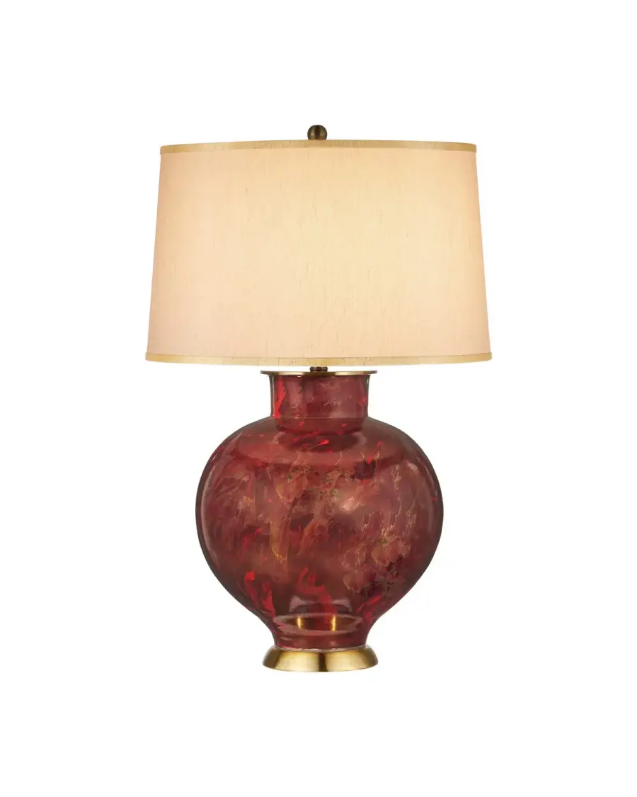 Lutz One Light Table Lamp in Dark Red / Gold
