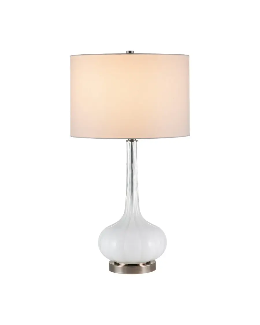 Blanche Table Lamp in Milky White with Brushed Black Nickel