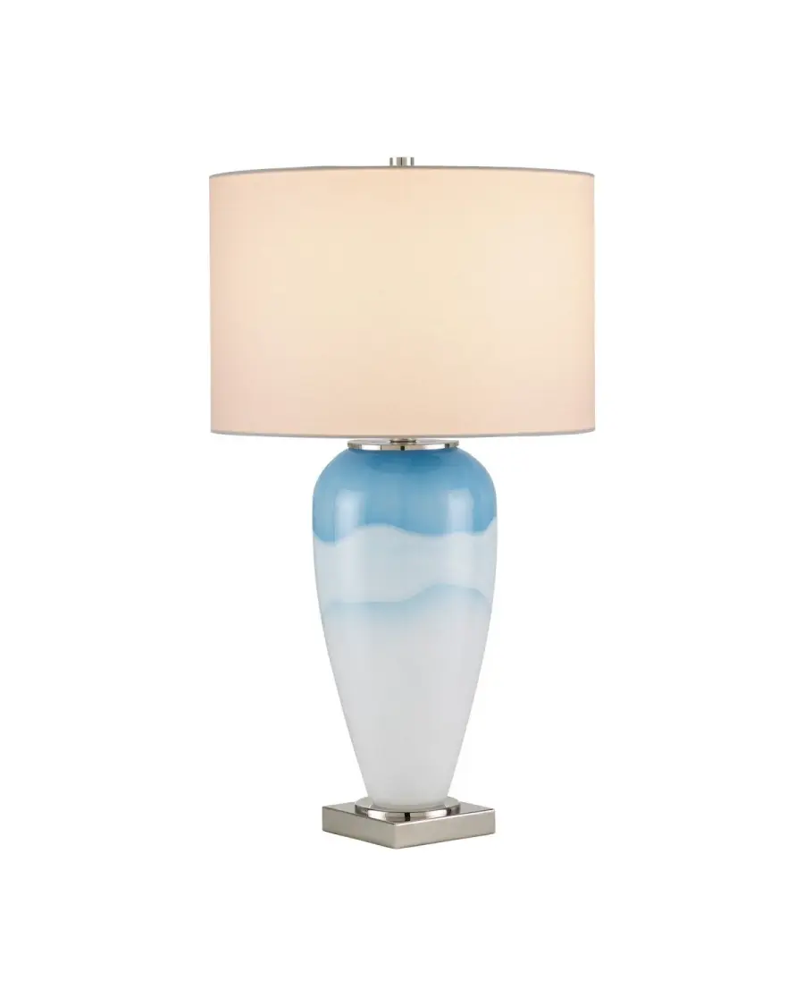 Heaven Table Lamp in Cloudy Blue & Polished Nickel
