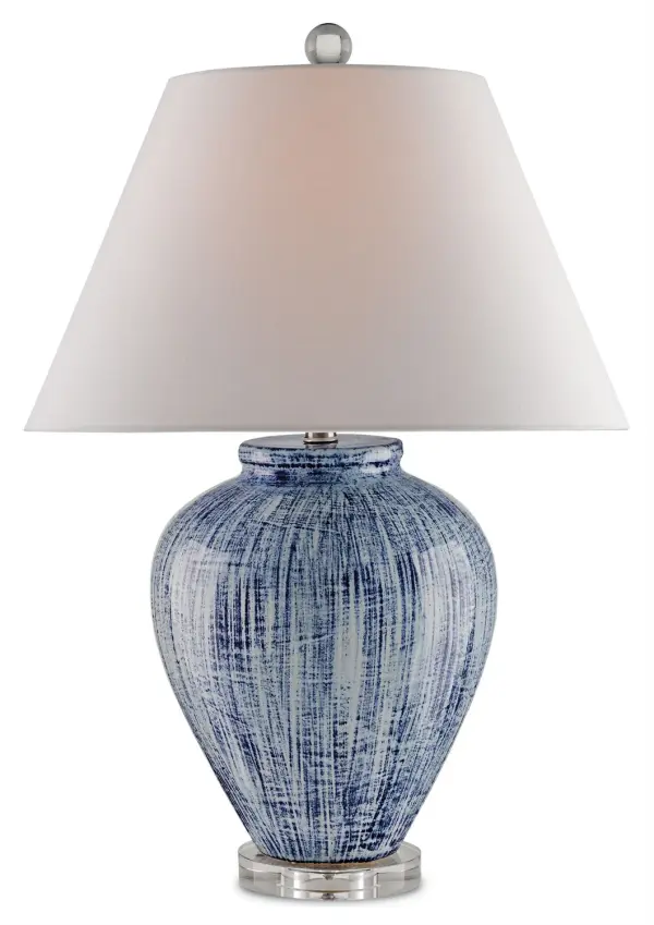 In Blue/White by Currey and Company from the Malaprop Blue Table Lamp collection
