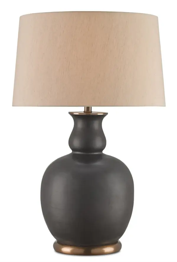 In Matte Black/Antique Brass by Currey and Company from the Ultimo Black Table Lamp collection