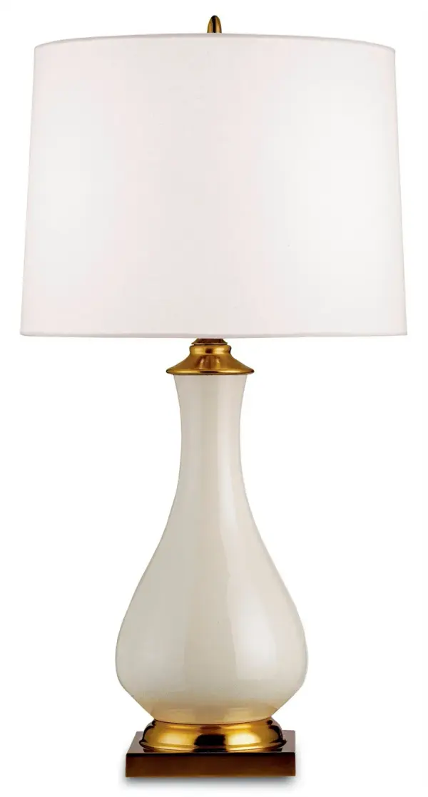 In Cream Crackle/Brass by Currey and Company from the Lynton Collection collection