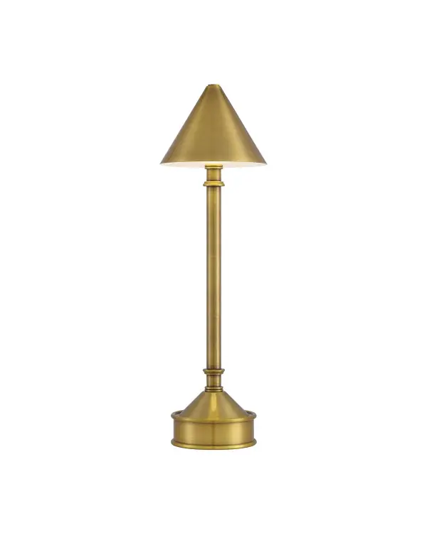 A sophisticated portable lighting solution that combines polished brass elegance with modern cordless technology. Perfect for spaces where flexibility and style matter, this compact lamp offers warm LED illumination without cord clutter.