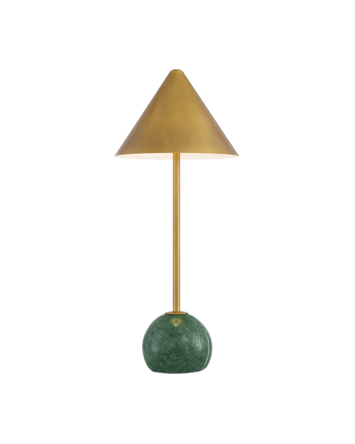 Journey LED Cordless Table Lamp in Antique Brass with Green Marble