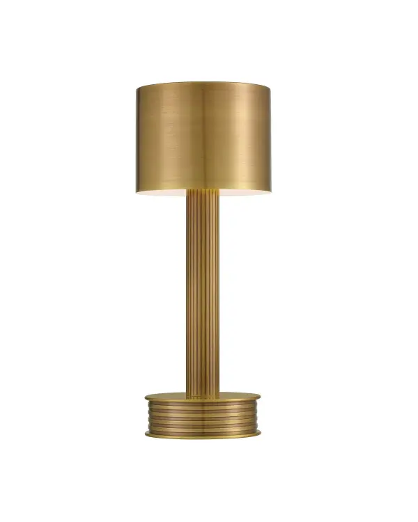 The Traverse LED Table Lamp combines portability with sophisticated style. Its polished antique brass finish and compact 5-inch footprint make it perfect for spaces where cords are impractical or aesthetics matter most.