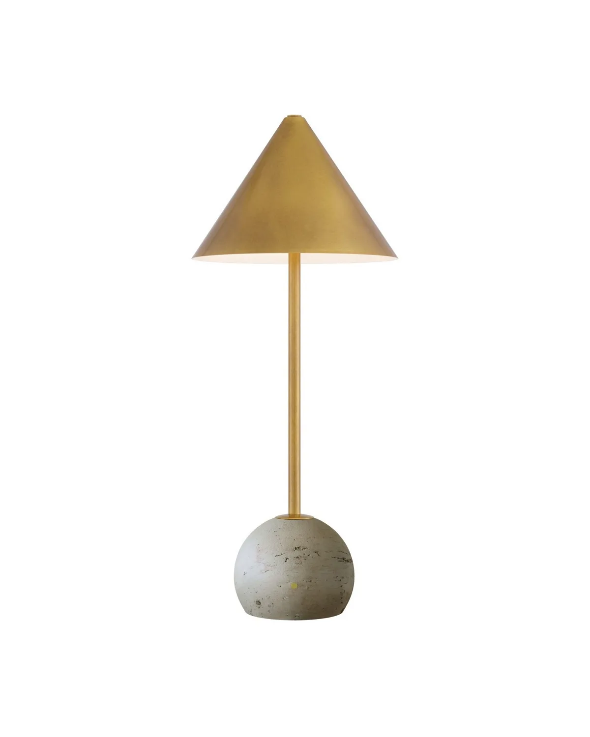 Journey Cordless Table Lamp in Antique Brass with Natural Travertine Base