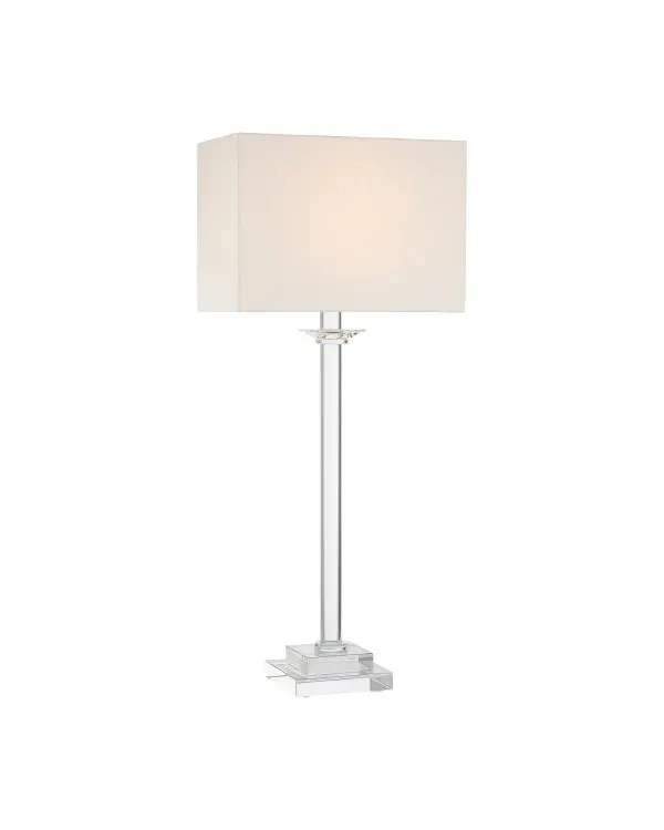 A sophisticated cordless table lamp featuring clear optic crystal construction with polished nickel accents. The rechargeable LED design offers true portability without sacrificing style, making it perfect for spaces without convenient outlets or for flexible lighting arrangements.
