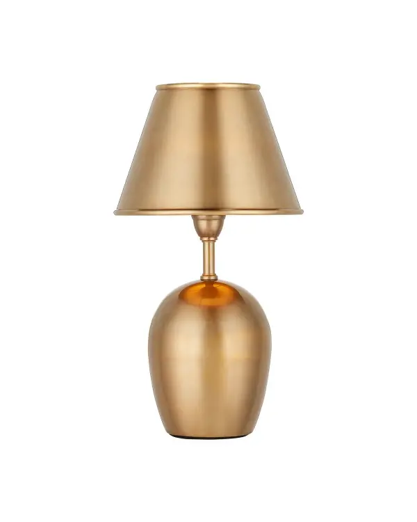 The Volley combines Art Deco elegance with modern cordless convenience. Its wine glass silhouette in antique brass finish adds sophisticated ambiance to any space while offering true portability with rechargeable LED technology.