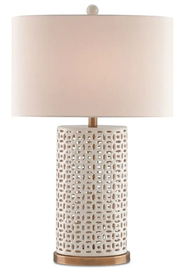 In Ivory/Antique Brass by Currey and Company from the Bellemeade White Table Lamp collection