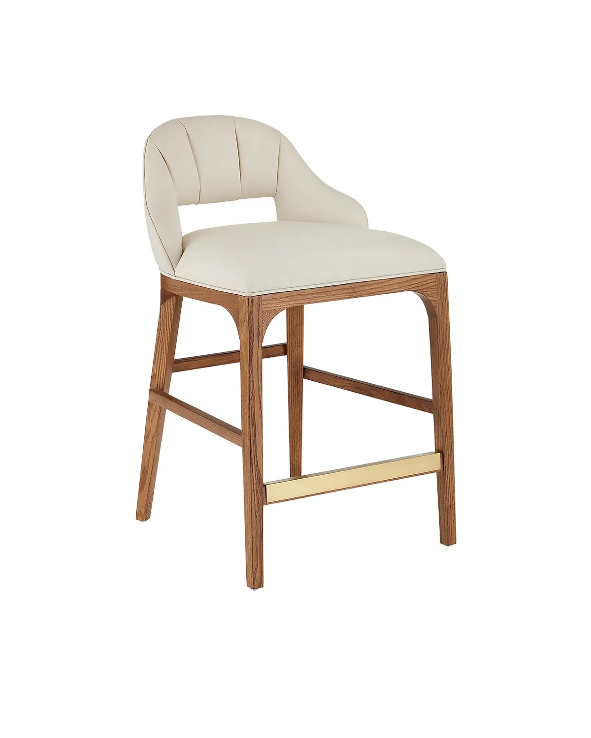 Inga Counter Stool in Morel Brown with Brushed Brass