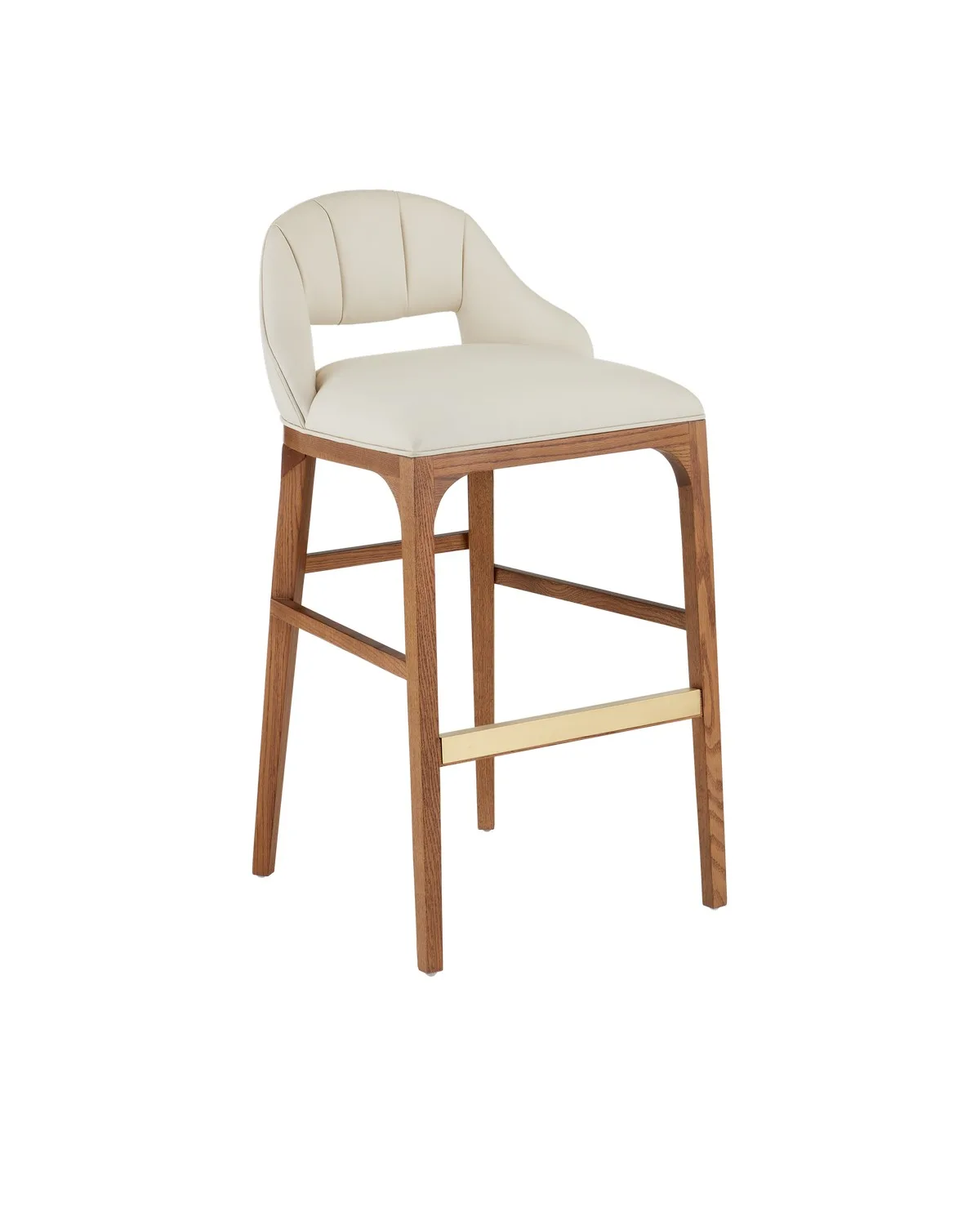 Inga Bar Stool in Morel Brown & Brushed Brass